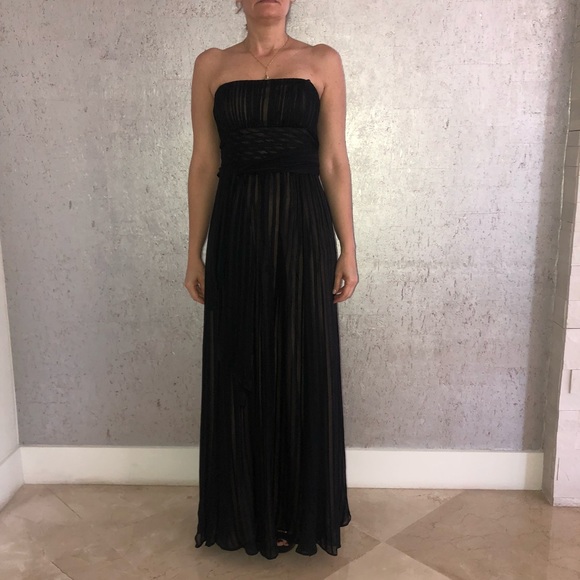long black strapless maxi dress